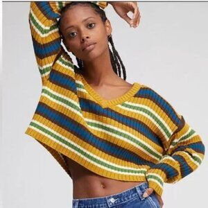 New NWT PacSun LA hearts stripe cropped sweater Medium